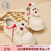 厚底鞋 2026新款 小众小狗装 紫涵百搭通勤贝壳头松糕鞋 饰休闲小白鞋
