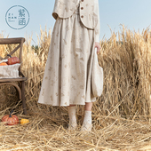 a字裙 日系简约休闲宽松显瘦中长款 紫涵肌理提花半身裙女秋季 新款