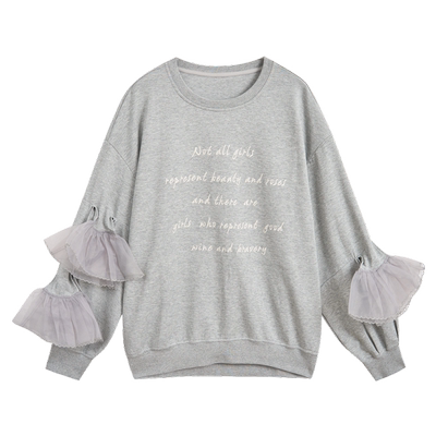 紫涵字母刺绣卫衣女秋季新款设计感甜美宽松显瘦圆领长袖套头上衣