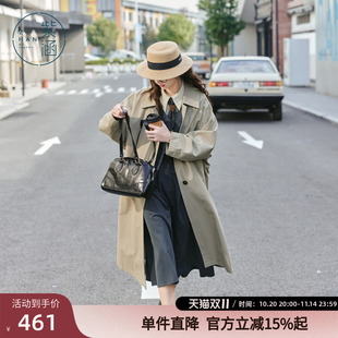 森女系垂感气质大衣 新款 紫涵直筒翻领单排扣长款 风衣外套女春秋季