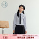 长袖 时尚 领带衬衫 紫涵学院风短款 女秋季 新款 修身 显瘦百搭翻领上衣