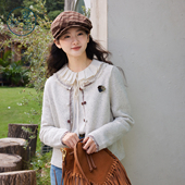 好物体验专享 紫涵圆领锁边针织开衫 女2026春季 新款 复古文艺风