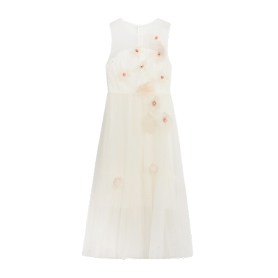 紫涵立体花朵网纱连衣裙女夏季新款森系小清新休闲无袖圆领中长裙