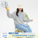 紫涵灰色圆领套头卫衣女2026年春季 撞色卡通印花宽松显瘦上衣 新款