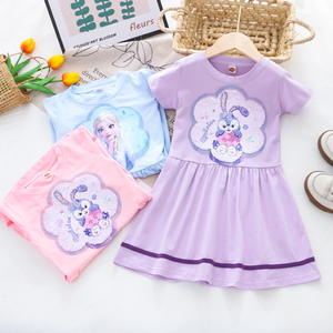 女童纯棉变色亮片连衣裙26春夏小女孩宝宝儿童装卡通洋气短袖裙子