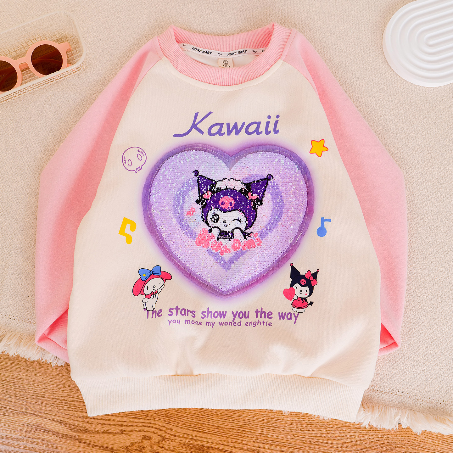 女童纯棉变色亮片库洛米卫衣25春秋冬儿童装女孩宝宝加绒加厚上衣