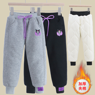 女童一条过冬加绒加厚棉裤运动裤冬季儿童装宝宝保暖外穿夹棉裤子
