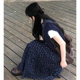 蓝色复古碎花裙长裙a字半身裙子女2025新款 韩系穿搭 显瘦初春夏季