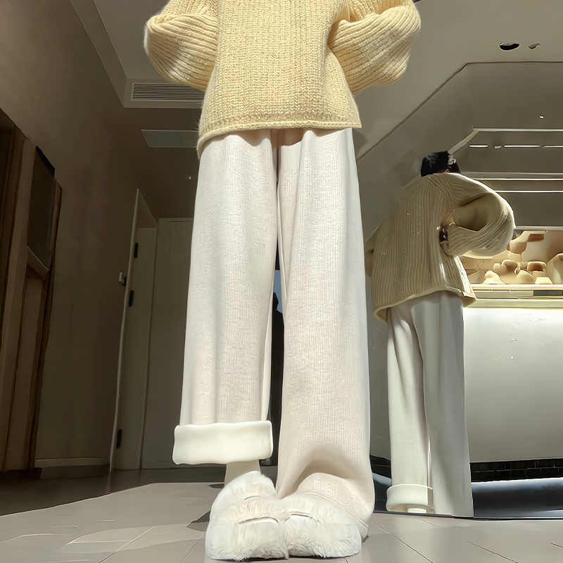 羊绒阔腿裤女糯米小个子直筒毛呢