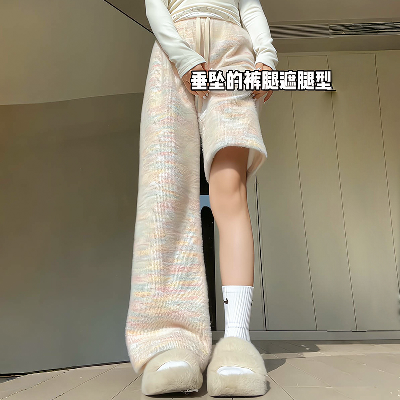 加绒糯米裤阔腿小个子毛绒软糯风