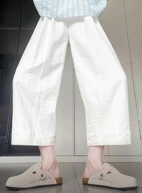 爆款白色萝卜裤女2026新款高腰九分休闲哈伦阔腿裤夏季薄款奶奶裤