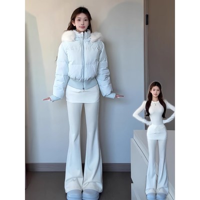 黑色微喇叭裤高腰修身显瘦马蹄裤