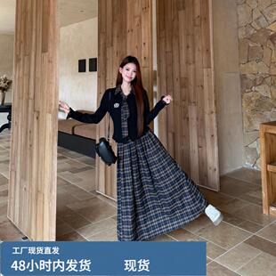 气质一整套ootd穿搭连衣裙秋季适合胖mm的大码女装显瘦遮肉两件套