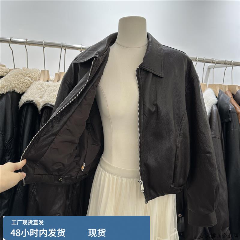 小个子夹棉皮衣外套女短款上衣2025秋冬新款二棉pu皮夹克棉服棉衣
