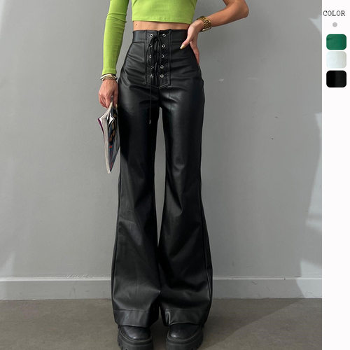 Sexy high waisted flared pants, leather pants, women's pants