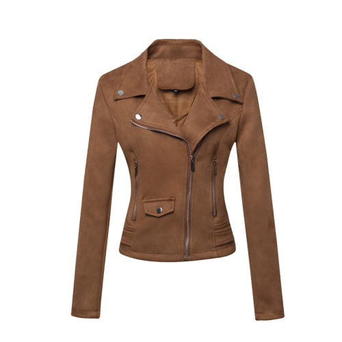 Women's motorcycle jacket, women's leather jacket, short top