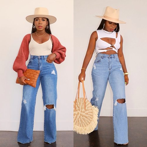 Jeans, women's wide leg pants, long pants
