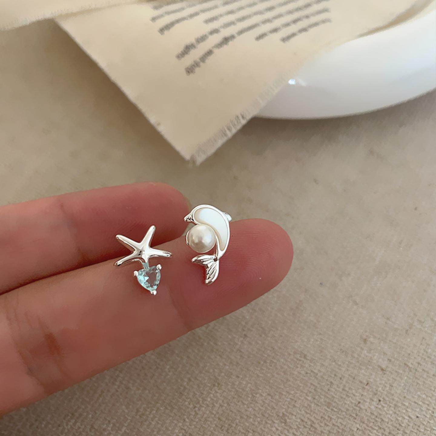 设计感不对称贝母海豚锆石海星