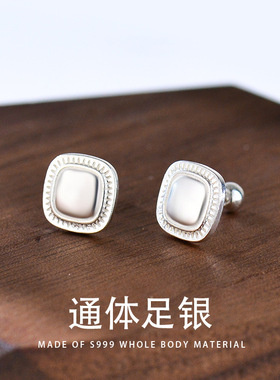 S999银耳钉女流金岁月简约小面包