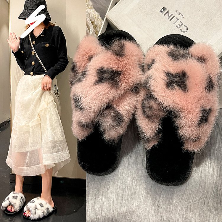 交叉棉拖鞋棉拖鞋防滑棉鞋