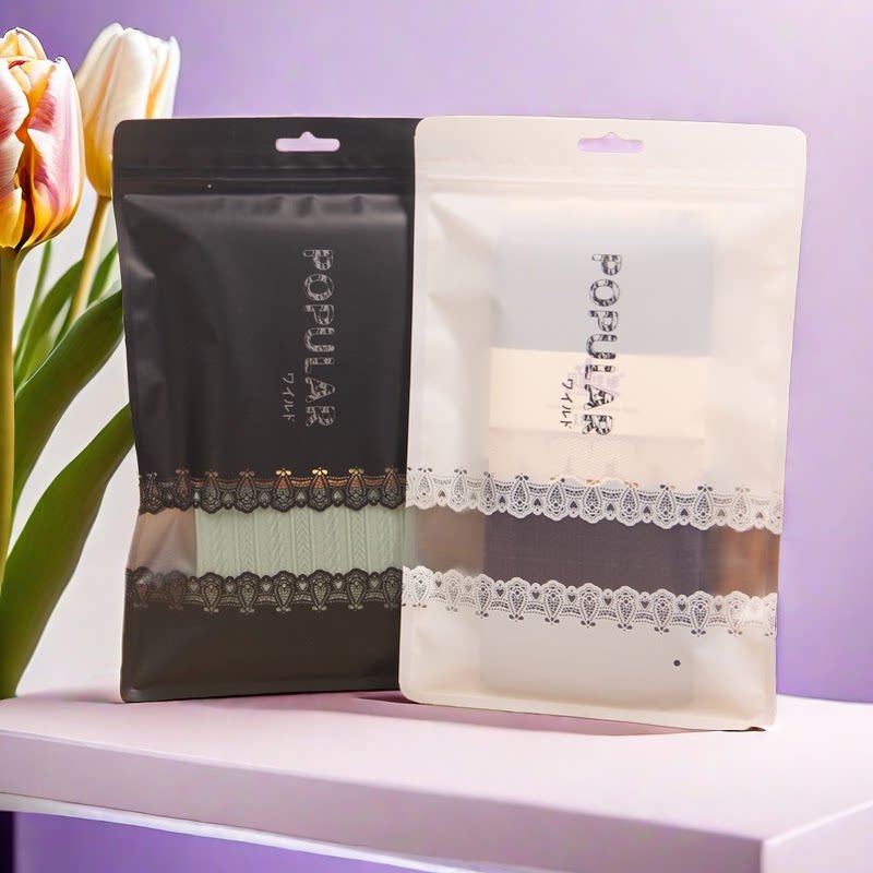 围巾包装袋文胸连裤袜袜子自封袋磨砂服装包装袋蕾丝塑料袋100个