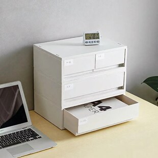 抽屉式桌面收纳盒小杂物a4文件吧唧整理盒可叠放床头书桌储物盒子
