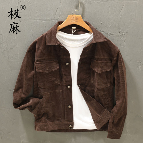 复古磨毛灯芯绒工装休闲夹克