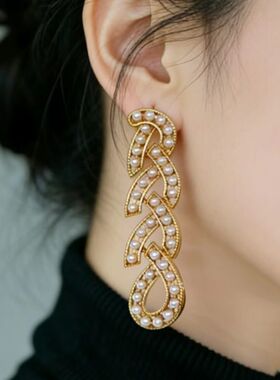 珍珠耳环项链女气质精致华丽套装时尚复古镂空颈饰高级感百搭耳饰