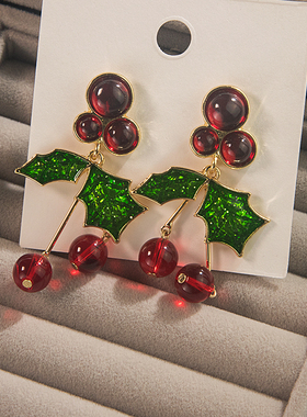 滴油红色樱桃简约小众耳钉甜美水果耳饰2022新款高级感精致耳环女