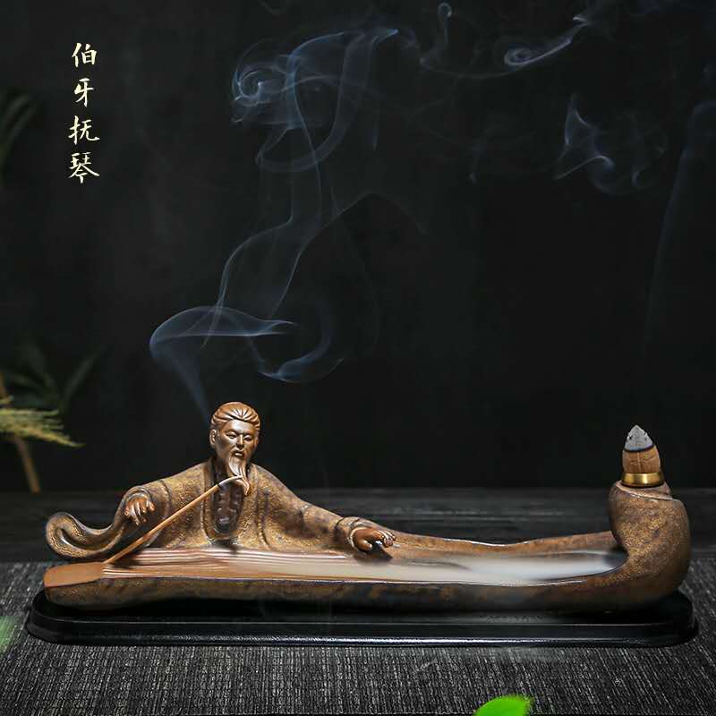 禅意老子人物倒流香炉创意插线香陶瓷家用客厅卧室摆件茶道香薰炉