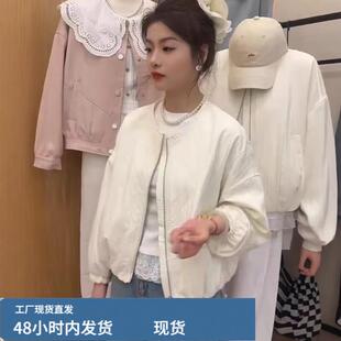 白色短款外套女2025早春秋款韩版宽松爆款外穿棒球服夹克开衫上衣