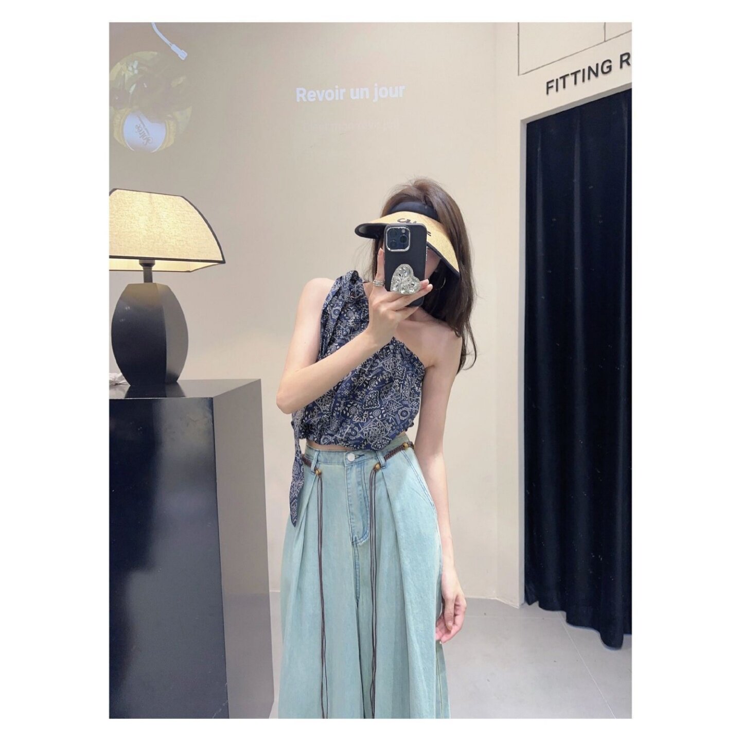 夏季碎花斜领绑带露肩鱼骨吊带背心女泰式甜辣小个子短款套头上衣