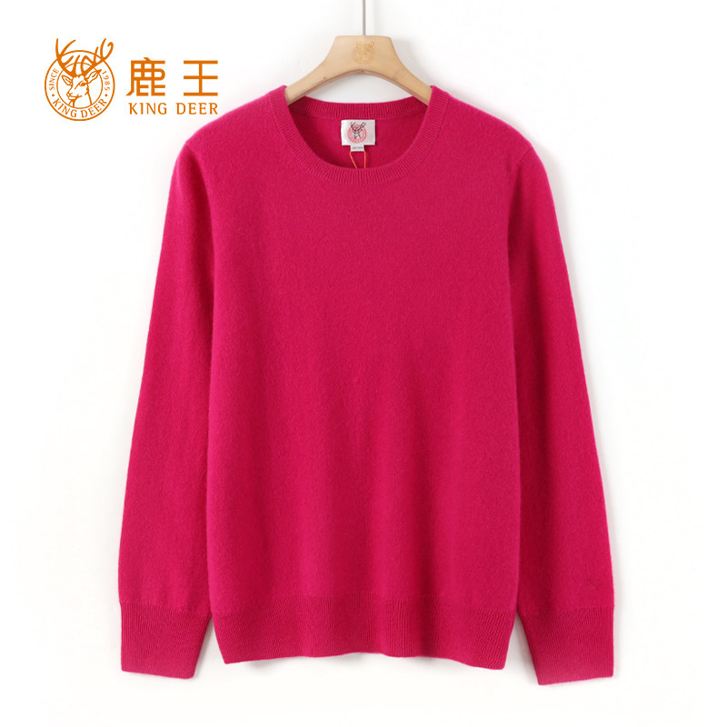 镇店之宝！进店要买！鹿王女圆领100小山羊绒百搭针织衫912390101