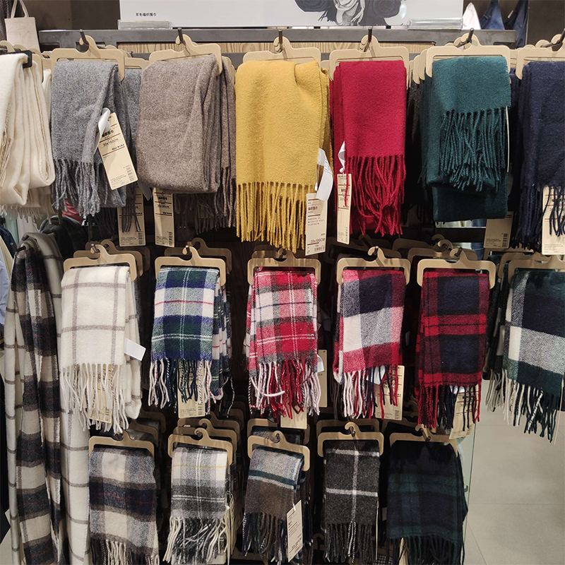 无印良品muji羊毛暖编织男女围巾