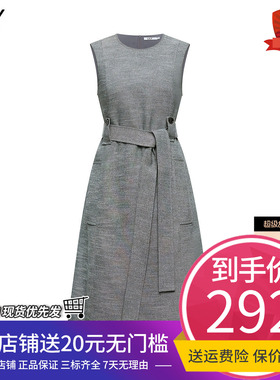 【商场同款】LILY2025夏格雷系圆领收腰气质通勤灰色无袖连衣裙女