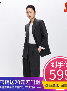 LILY2026春新款格雷系宽肩气质休闲通勤高级感灰色西装外套女西服
