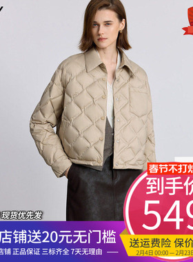 LILY2025冬新款复古简约菱格90鸭绒休闲通勤百搭轻薄羽绒服外套女