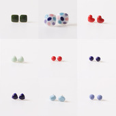 陶瓷小饰品原创色耳钉小清新成人学生女钢针小众超仙新款 小巧