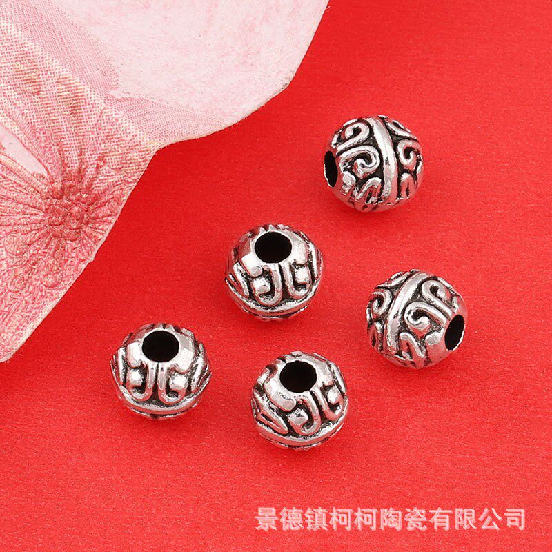藏银珠通孔隔片星月菩提珠diy手链串绳项链服饰品配件DIY合金材料