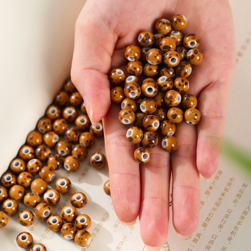 diy陶瓷窑变黄色编织学生珠子