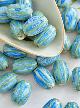 手链项链制作材料diy南瓜西瓜学生串珠陶瓷散珠窑变珠子20mm大珠