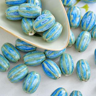 手链项链制作材料diy南瓜西瓜学生串珠陶瓷散珠窑变珠子20mm大珠