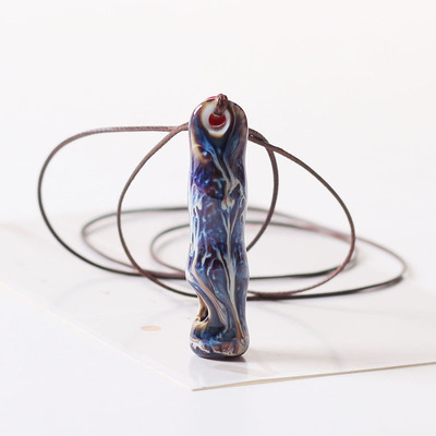 小饰品黑色窑变竹子可吹响项链