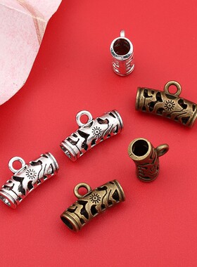 diy藏银三通饰品配件 手链项链挂件头隔珠连接件定位吊坠扣大孔新
