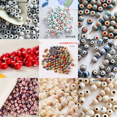 景德镇陶瓷小饰品配件8mm散珠学生女diy自制材料包手链串珠糖果色