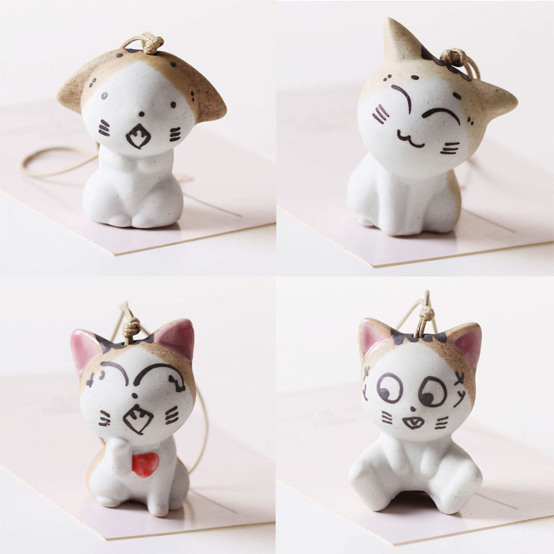 景德镇陶瓷配件小起司猫包包挂件手绘猫包包链尺寸可爱学生女个性