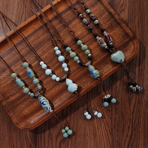 陶瓷腊线编织女项链摆摊