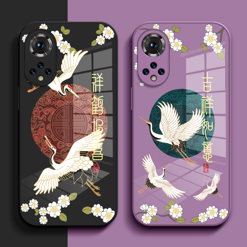 适用华为 Nova9手机壳NAM-AL00钢化玻璃壳nv9中国风nave9保护套nav09小清新nava9玻璃套nava国潮hw nv9