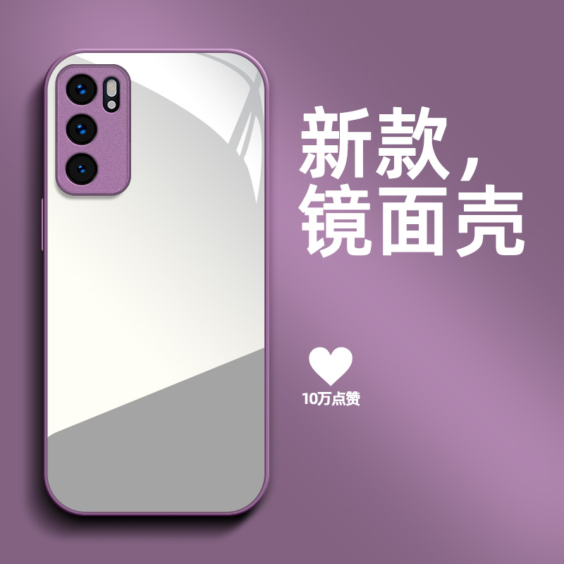 适用oppo Reno6pro手机壳PEPM00镜面PEPMo0带化妆镜0PP0Ren06pr0保护套欧珀Ren06pro防摔高级感补妆镜全镜面
