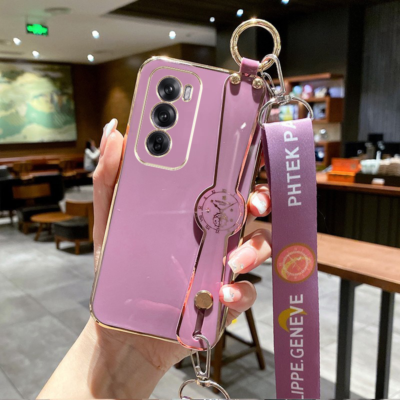 适用oppoReno12pro手机壳PJW110纯色Rone L2pro腕带0pp0 Rneo12pr0可斜挎软壳保护套全包防摔斜跨背带